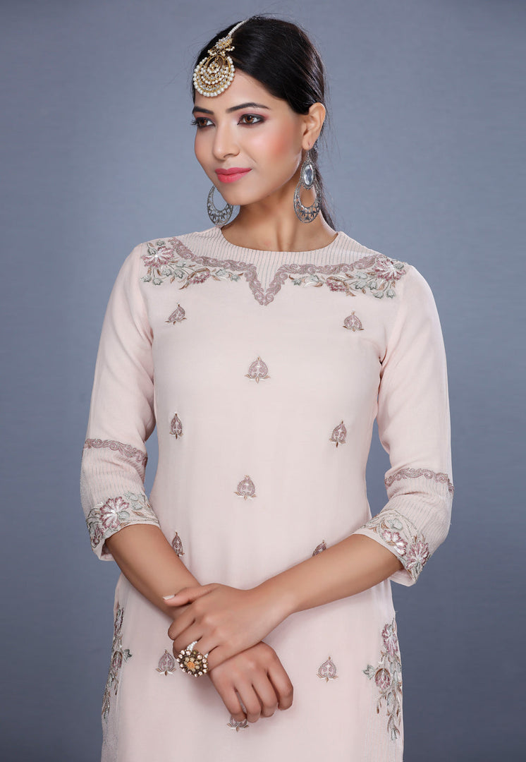 Cream Georgette Sharara Suit