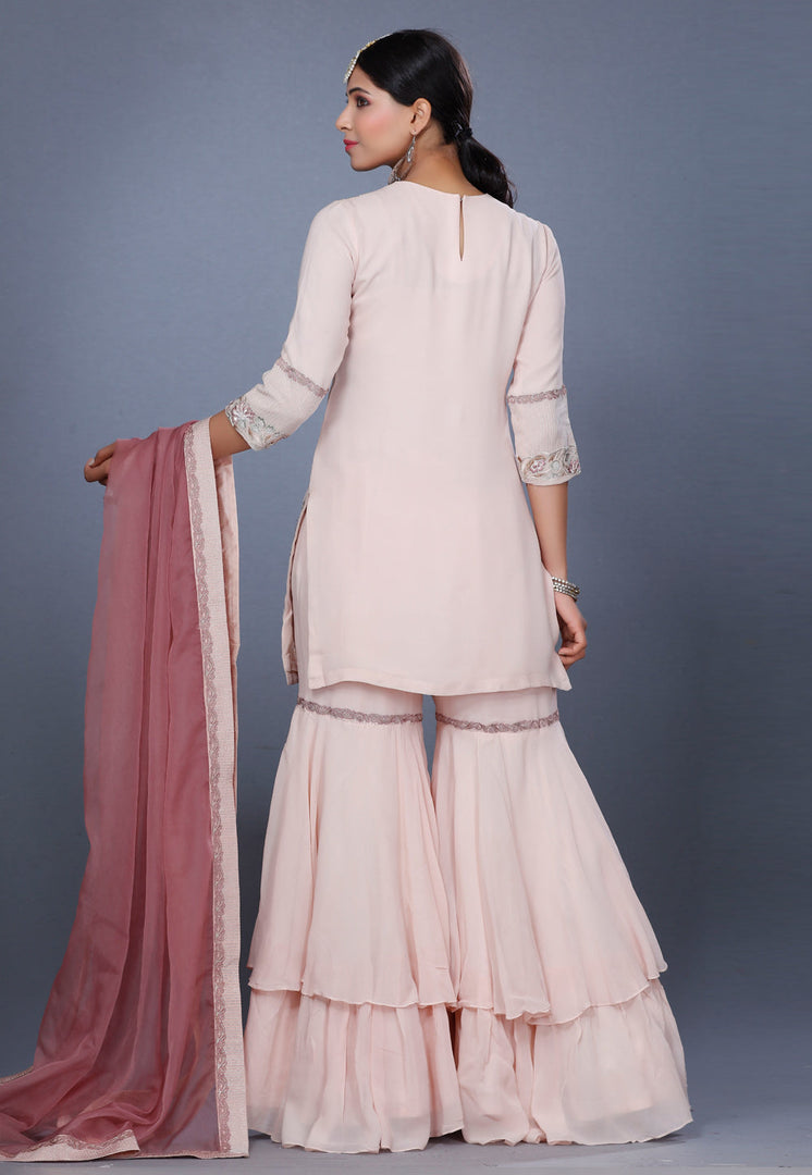 Cream Georgette Sharara Suit