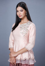 Load image into Gallery viewer, Light Pink Chanderi Peplum Suit For Ladies
