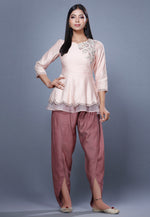 Load image into Gallery viewer, Light Pink Chanderi Peplum Suit For Ladies
