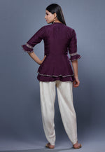 Load image into Gallery viewer, Wine Muslin Peplum Suit
