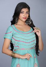 Load image into Gallery viewer, Sky Blue Art Silk Handwork Asymmetrical Suits
