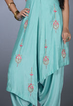 Load image into Gallery viewer, Sky Blue Art Silk Handwork Asymmetrical Suits
