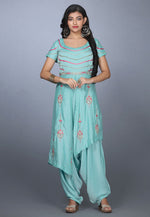 Load image into Gallery viewer, Sky Blue Art Silk Handwork Asymmetrical Suits
