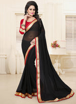 Load image into Gallery viewer, Black Georgette Light Weight Saree