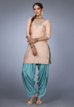 Load image into Gallery viewer, Peach Muslin Punjabi Salwar Kameez
