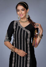 Load image into Gallery viewer, Black Raw Silk Patiala Suit
