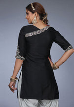 Load image into Gallery viewer, Black Raw Silk Patiala Suit
