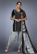 Load image into Gallery viewer, Black Raw Silk Patiala Suit
