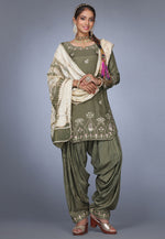 Load image into Gallery viewer, Camo Green Muslin Punjabi Suit
