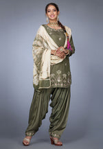 Load image into Gallery viewer, Camo Green Muslin Punjabi Suit
