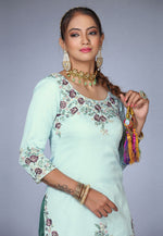 Load image into Gallery viewer, Sky Blue Silk Patiala Salwar Kameez
