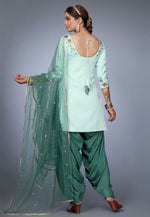 Load image into Gallery viewer, Sky Blue Silk Patiala Salwar Kameez
