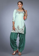 Load image into Gallery viewer, Sky Blue Silk Patiala Salwar Kameez
