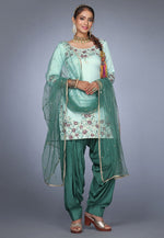 Load image into Gallery viewer, Sky Blue Silk Patiala Salwar Kameez
