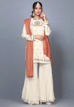 Load image into Gallery viewer, Cream Silk Pakistani Salwar Kameez
