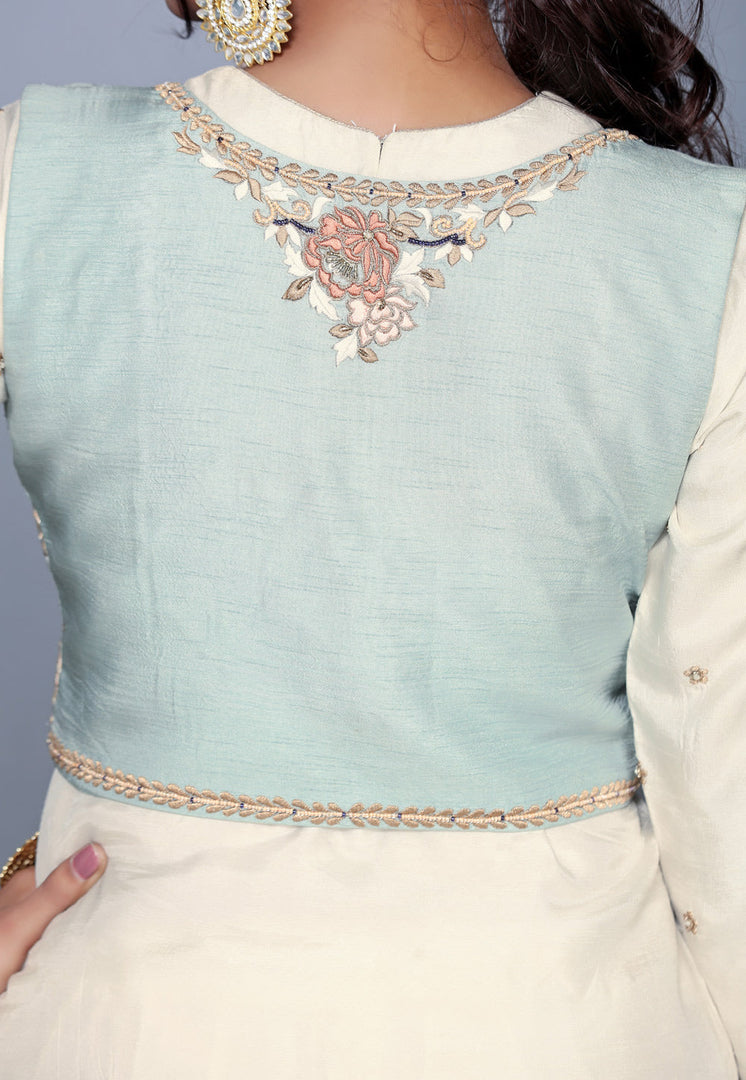 Cream Silk Sharara Suit