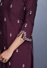 Load image into Gallery viewer, Wine Raw Silk Pakistani Suit
