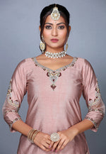 Load image into Gallery viewer, Peach Raw Silk Pakistani Sharara Suit
