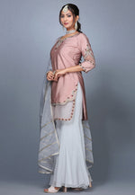 Load image into Gallery viewer, Peach Raw Silk Pakistani Sharara Suit
