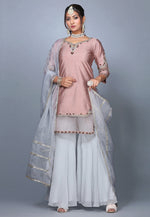 Load image into Gallery viewer, Peach Raw Silk Pakistani Sharara Suit
