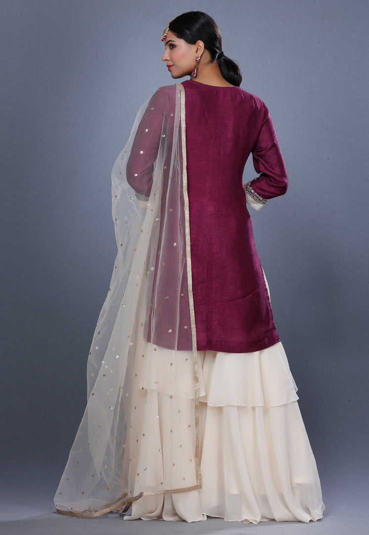 Purple Silk Pakistani Suit