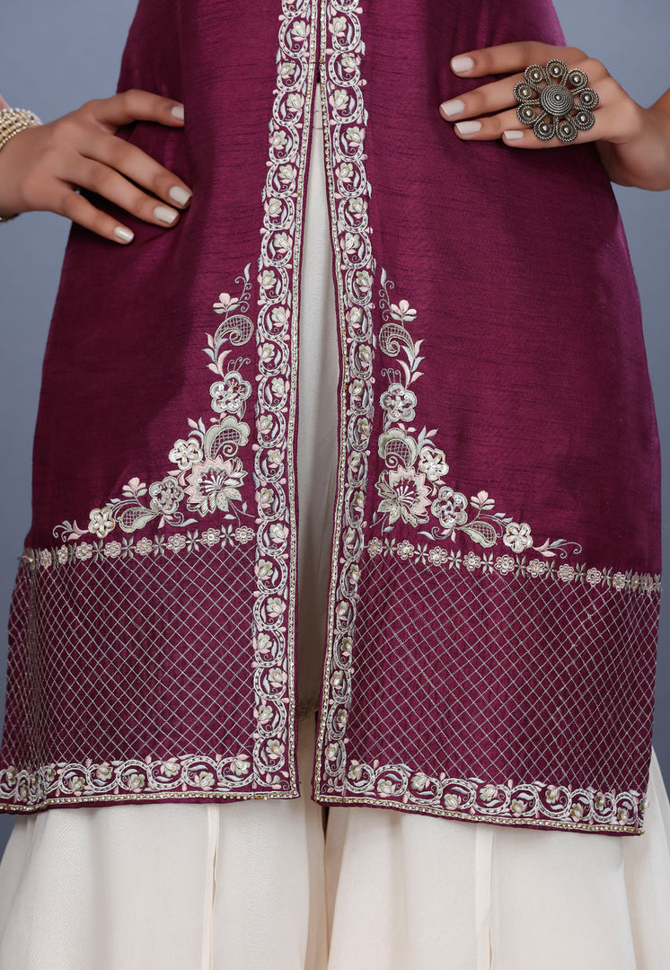 Purple Silk Pakistani Suit