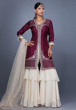 Load image into Gallery viewer, Purple Silk Pakistani Suit
