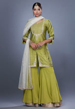 Load image into Gallery viewer, Light Green Raw Silk Pakistani Salwar Kameez
