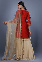 Load image into Gallery viewer, Red Raw Silk Sharara Suit
