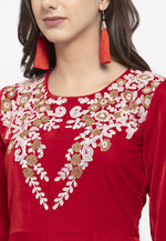 Load image into Gallery viewer, Red Velvet Readymade Kameez With Pant
