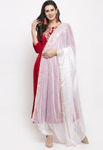 Load image into Gallery viewer, Red Velvet Readymade Kameez With Pant
