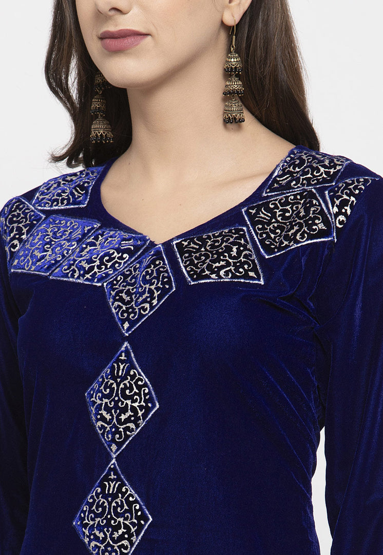 Blue Velvet Readymade Pant Style Suit
