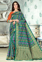 Load image into Gallery viewer, Green Banarasi Silk Festival Wear Saree