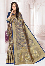 Load image into Gallery viewer, Navy Blue Banarasi Silk Saree With Blouse