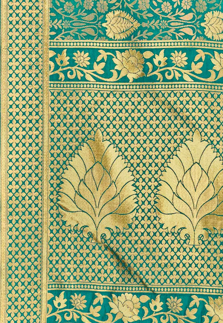 Green Banarasi Silk Festival Wear Saree