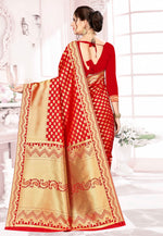Load image into Gallery viewer, Red Banarasi Silk Festival Wear Saree