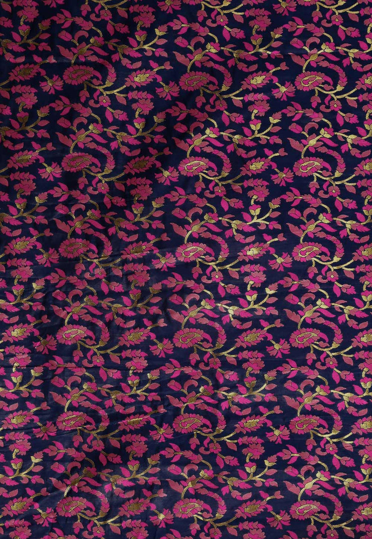 Navy Blue Banarasi Silk Festival Wear Saree