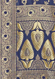 Navy Blue Banarasi Silk Festival Wear Saree