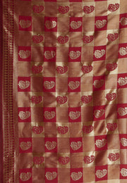Maroon Banarasi Silk Saree With Blouse