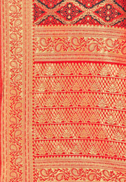 Red Banarasi Silk Saree With Blouse