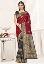 Load image into Gallery viewer, Red Banarasi Silk Half N Half Saree