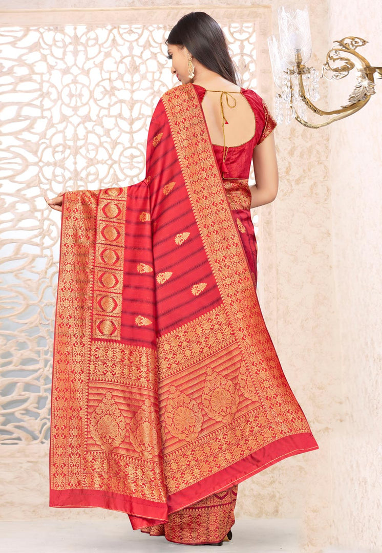 Pink Banarasi Silk Festival Wear Saree