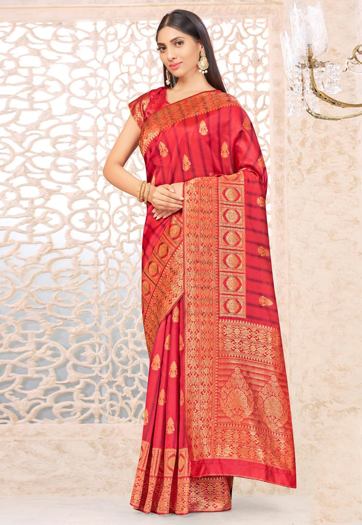 Pink Banarasi Silk Festival Wear Saree