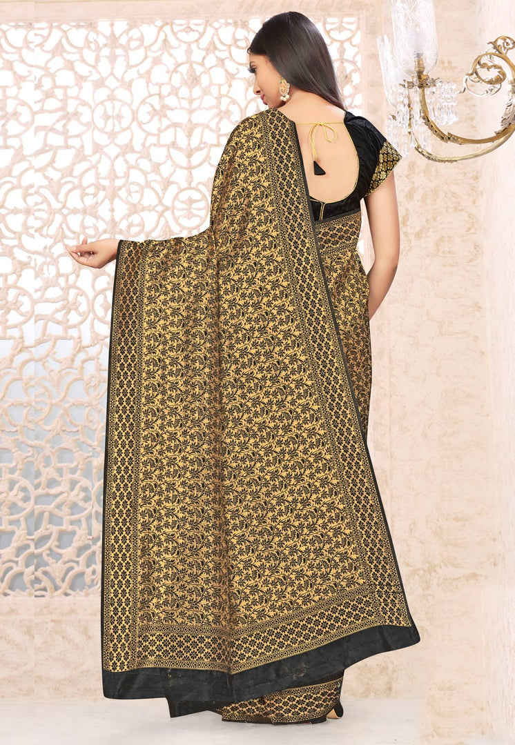 Black Banarasi Silk Saree With Blouse
