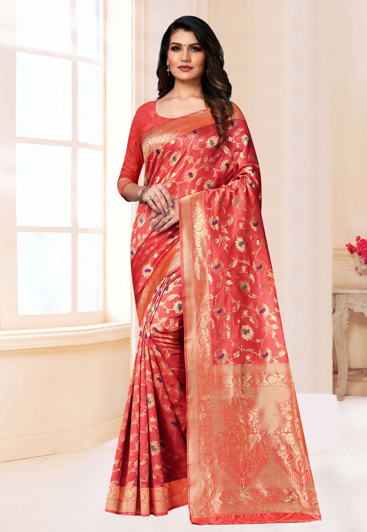 Pink Banarasi Silk Festival Wear Saree
