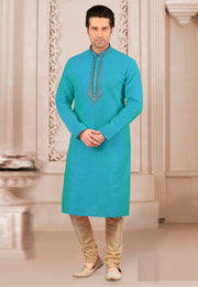 Aqua Dupion Silk Kurta Pajama