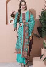 Load image into Gallery viewer, Aqua Muslin Palazzo Suit
