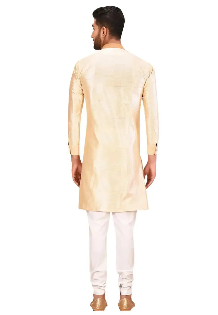 Beige Art Silk Indo Western Suit
