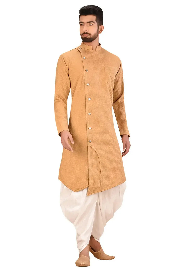 Beige Art Silk Indo Western Suit